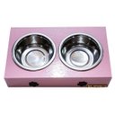Ver imagem 1 de Comedouro com Patinhas e Potes Inox para Cachorro Rosa