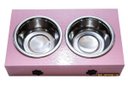 Ver imagem 1 de Comedouro com Patinhas e Potes Inox para Cachorro Rosa