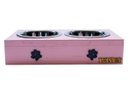 Ver imagem 3 de Comedouro com Patinhas e Potes Inox para Cachorro Rosa