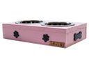 Ver imagem 2 de Comedouro com Patinhas e Potes Inox para Cachorro Rosa