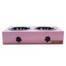 Comedouro Com Patinhas E Potes Inox Para Cachorro Rosa - 3