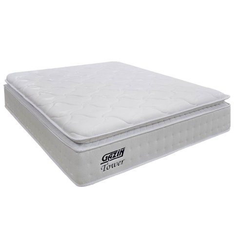 Colchão Casal Queen Molas Ensacadas Gazin com Pillow Tower New 158x198x35cm Branco