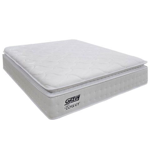 Colchão Casal Queen Molas Ensacadas Gazin com Pillow Tower New 158x198x35cm Branco