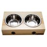 Comedouro Com Patinhas E Potes Inox Para Cachorro Natural - 1