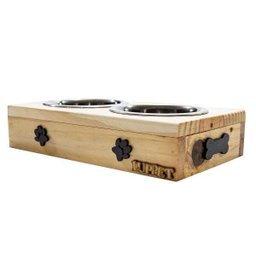 Comedouro Com Patinhas E Potes Inox Para Cachorro Natural - 2