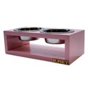 Ver imagem 2 de Comedouro Duplo com Potes Inox para Gatos e Cachorros Rosa