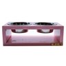 Comedouro Duplo Com Potes Inox Para Gatos E Cachorros Rosa - 3