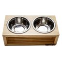 Ver imagem 2 de Comedouro Duplo De Madeira Com Potes Inox Para Pets Natural