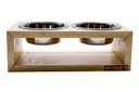 Ver imagem 3 de Comedouro Duplo De Madeira Com Potes Inox Para Pets Natural