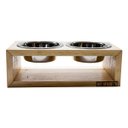 Ver imagem 3 de Comedouro Duplo De Madeira Com Potes Inox Para Pets Natural
