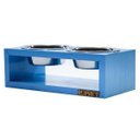 Ver imagem 2 de Comedouro Duplo com Potes Inox para Gatos e Cachorros Azul