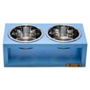 Ver imagem 1 de Comedouro Duplo com Potes Inox para Gatos e Cachorros Azul