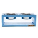 Ver imagem 3 de Comedouro Duplo com Potes Inox para Gatos e Cachorros Azul