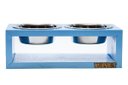 Ver imagem 3 de Comedouro Duplo com Potes Inox para Gatos e Cachorros Azul