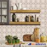 Papel de Parede Azulejo Cozinha Português Lávavel Rosa 3m Marrom - 1