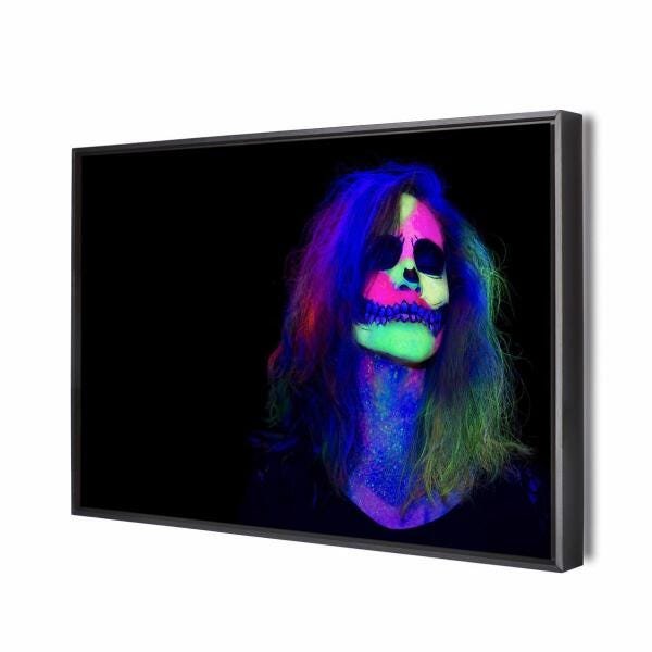 Quadro Arte Psico Fluor 60X40Cm Slim Preta P003 - 1