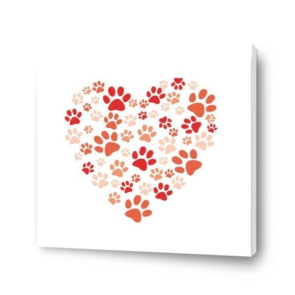 Quadro Cachorro Patas Em Coração 60X60Cm Borda Infinita B092 - 1