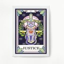 Ver imagem 2 de Quadro Decorativo Carta Tarot Justiça Gato 33x24cm - com vidro:Madeira branca