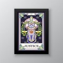 Ver imagem 1 de Quadro Decorativo Carta Tarot Justiça Gato 33x24cm - com vidro:Madeira branca