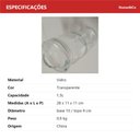 Ver imagem 2 de Pote Hermético de Vidro 1,5L Transparente 27x10x10cm Mantimentos Cozinha Tampa