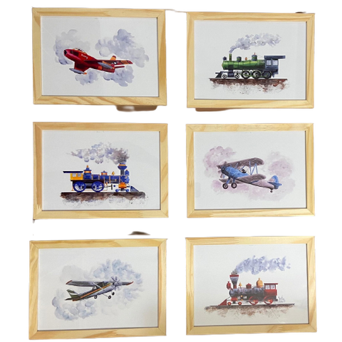 Quadro Infantil 6 un A4 vidro e pendurador