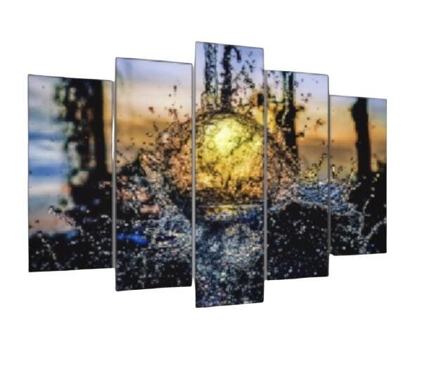 Quadro Decorativo Mosaico 5 Peças Mod013 Abstrato Água Gota - 1