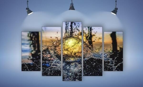 Quadro Decorativo Mosaico 5 Peças Mod013 Abstrato Água Gota - 2