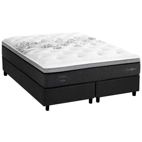 Cama Box Queen: Colchão Molas Masterpocket Ensacadas Herval Partenon C1629 Viscogel + Base Crc