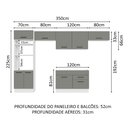 Ver imagem 4 de Armário de Cozinha Completa 350cm Branco/Cinza Agata Madesa 01