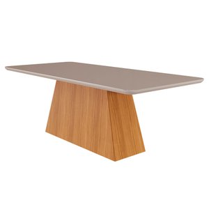 Mesa Retangular Tampo de Vidro para Sala de Jantar 100% MDF 210 cm Cimol Nature/Off White ii
