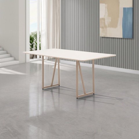Mesa Victoria Dc Rt.1,20 x 0,80 MDF c/Vidro - Champagne - Off White