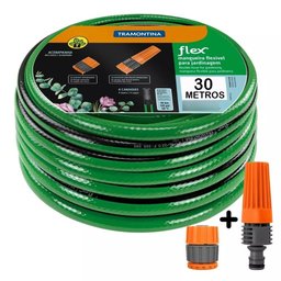 Mangueira Flex para Jardim Tramontina Verde com Faixa Preta em Pvc 4 Camadas 30 M com Engate Rosquea - 5