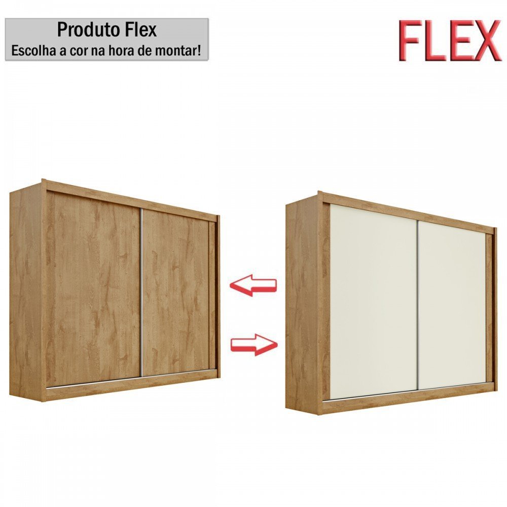 Guarda-roupa Casal Creta 2 Portas 4 Gavetas 100% Mdf Flex Amendoa/off White - Europa Móveis - 2