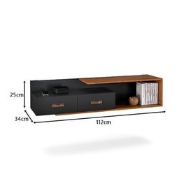 Rack Suspenso Organic Preto/freijó - Ej Móveis - 5 Rack Suspenso Organic Preto/freijó - Ej Móveis - 5