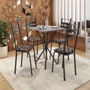 Ver imagem 1 de Conjunto Sala de Jantar Mesa Quadrada 70cm Tampo Granito com 4 Cadeiras Milla Preto/Palha/Ocre