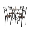 Ver imagem 2 de Conjunto Sala de Jantar Mesa Quadrada 70cm Tampo Granito com 4 Cadeiras Milla Preto/Palha/Ocre