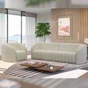 Ver imagem 4 de Kit Sofá 03 Lugares Sala Estar 252 Cm com 02 Poltronas Lazio M03 Bouclê Bege Claro - Lyam Decor