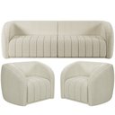 Ver imagem 1 de Kit Sofá 03 Lugares Sala Estar 252 Cm com 02 Poltronas Lazio M03 Bouclê Bege Claro - Lyam Decor