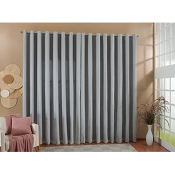 Cortina Gaze De Linho Forro Blackout 10,00x2,70 Sala E Quarto Cinza - 2