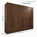 Ver imagem 3 de Guarda-Roupa 6 Portas 6 Gavetas Anápolis Plus Ripado 100% MDF Marrom/New Canion