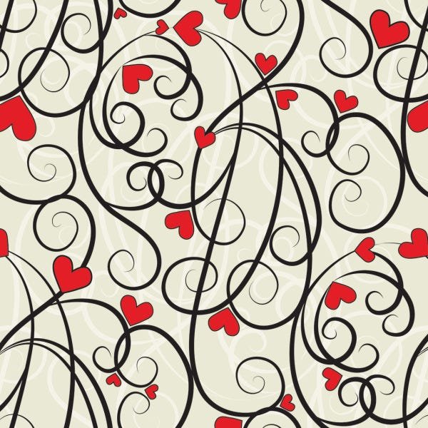 Papel de Parede Love Corações Quarto - SSLV-001 - ROLO - 2M X 50cm ( 1M² ) - 1