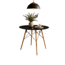 Ver imagem 2 de Mesa Sala e Jantar Eames Eiffel 70cm Tampo de Madeira Preto Redondo Base 4 Pés Cozinha