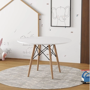 Mesa Eames Eiffel Infantil Madeira Tampo 68cm Redondo Branco
