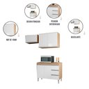 Ver imagem 4 de Conjunto Kit Cozinha Compacta Balcão Pia sem Tampo e 2 Armários Aéreos Geladeira Ajl Móveis