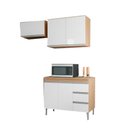 Ver imagem 2 de Conjunto Kit Cozinha Compacta Balcão Pia sem Tampo e 2 Armários Aéreos Geladeira Ajl Móveis