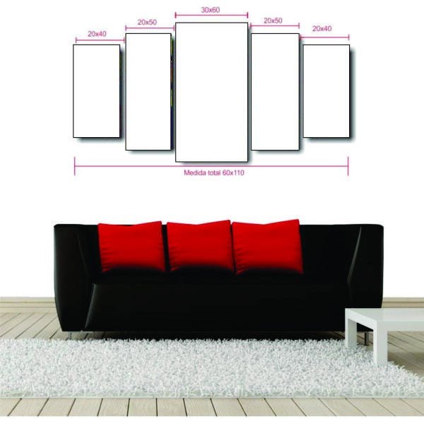 Quadro Mosaico 5 Peças Mdf Egípcia Colors Acabamento Fosco - 2
