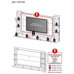 Painel com Espelho para TV até 65" Multimóveis Nairóbi Plus FG3149 Branco - 5