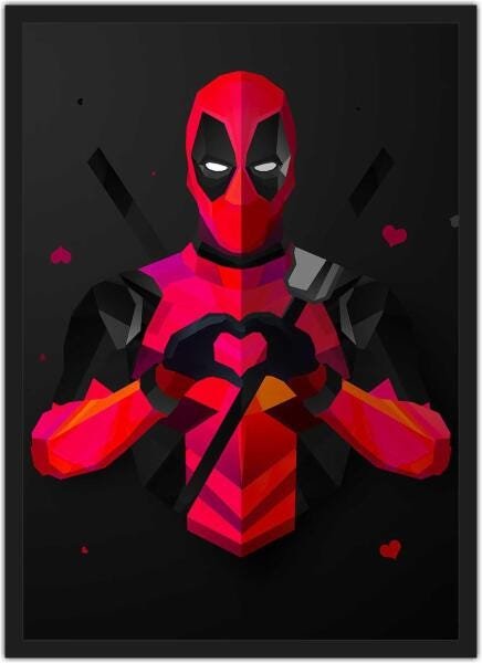 Quadro Decorativo Super Heróis Deadpool Nerdy Geek Moldura 4 - 1