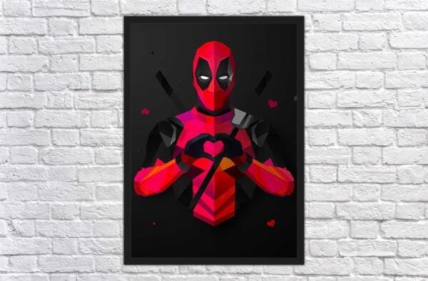 Quadro Decorativo Super Heróis Deadpool Nerdy Geek Moldura 4 - 3