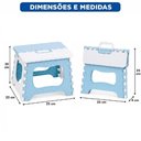Ver imagem 5 de Banquinho Dobrável Plástico Resistente Azul com Alça para Transporte Uso Interno e Externo